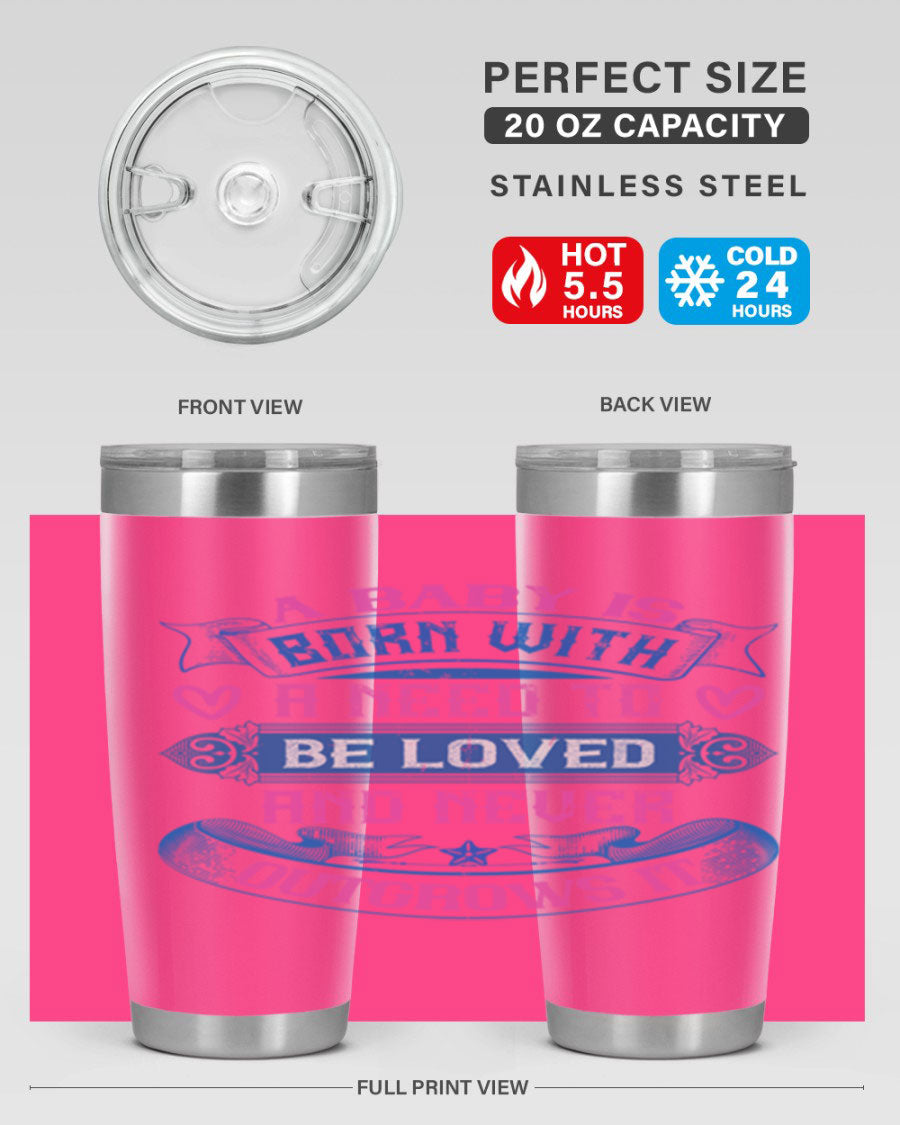 A stylish 20oz and 30oz stainless steel tumbler featuring a design that expresses love, perfect for hot and cold beverages.
