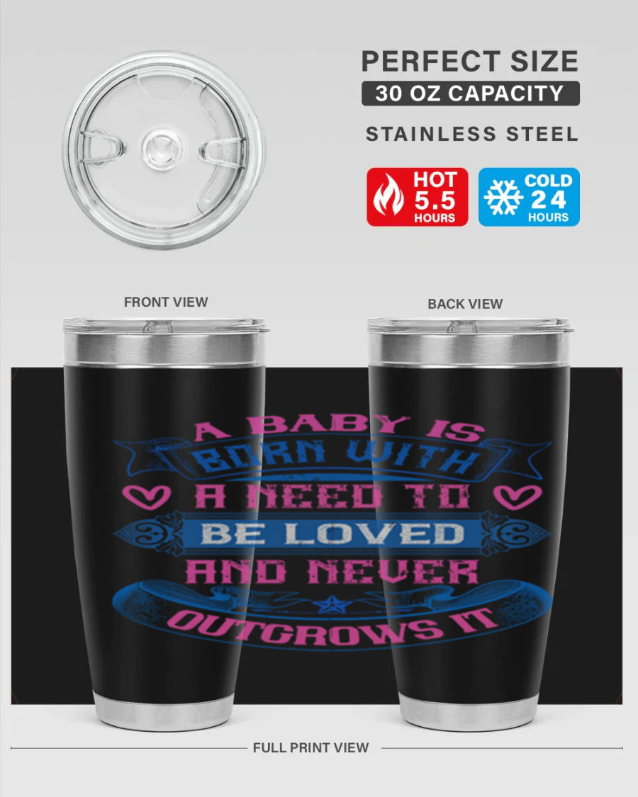 A stylish 20oz and 30oz stainless steel tumbler featuring a design that expresses love, perfect for hot and cold beverages.