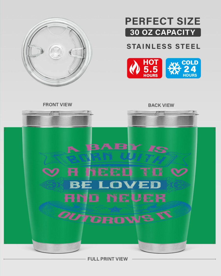A stylish 20oz and 30oz stainless steel tumbler featuring a design that expresses love, perfect for hot and cold beverages.