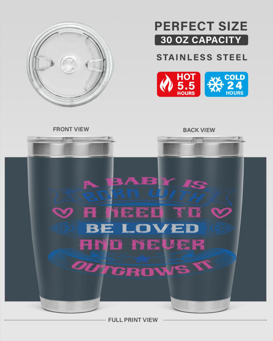 A stylish 20oz and 30oz stainless steel tumbler featuring a design that expresses love, perfect for hot and cold beverages.