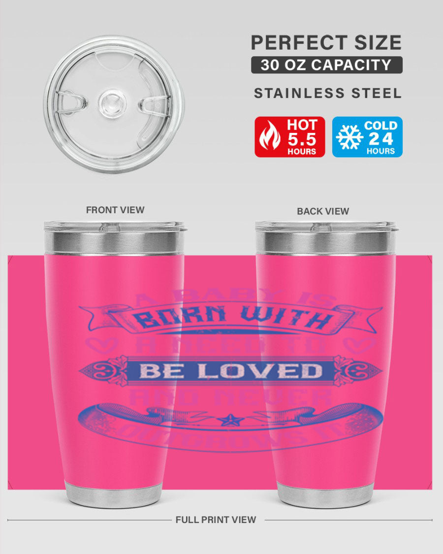 A stylish 20oz and 30oz stainless steel tumbler featuring a design that expresses love, perfect for hot and cold beverages.