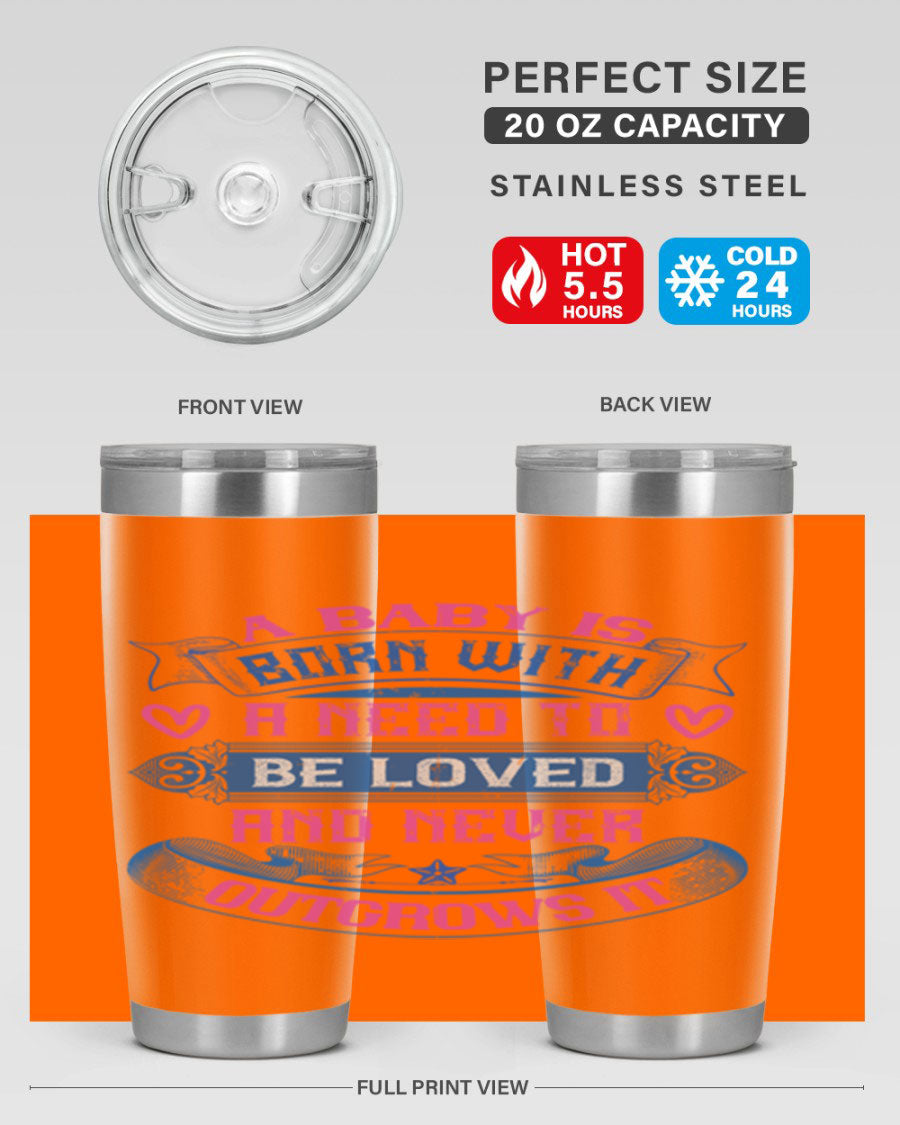 A stylish 20oz and 30oz stainless steel tumbler featuring a design that expresses love, perfect for hot and cold beverages.