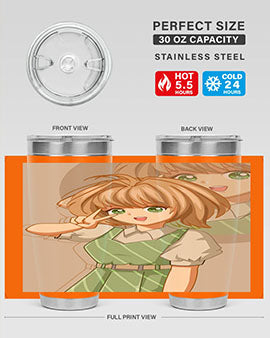 A stylish 20oz tumbler featuring a cute anime girl in a beautiful dress, designed for hot and cold beverages.