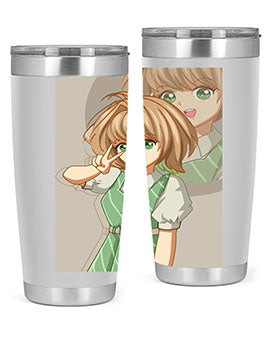 A stylish 20oz tumbler featuring a cute anime girl in a beautiful dress, designed for hot and cold beverages.
