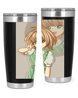 A stylish 20oz tumbler featuring a cute anime girl in a beautiful dress, designed for hot and cold beverages.