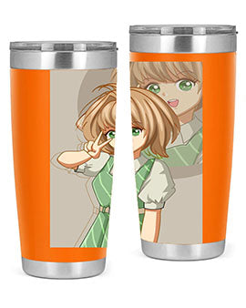 A stylish 20oz tumbler featuring a cute anime girl in a beautiful dress, designed for hot and cold beverages.