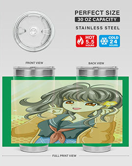 A vibrant anime tumbler featuring a beautiful and happy girl, perfect for school and everyday use, showcasing a stylish design.