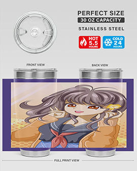 A vibrant anime tumbler featuring a beautiful and happy girl, perfect for school and everyday use, showcasing a stylish design.