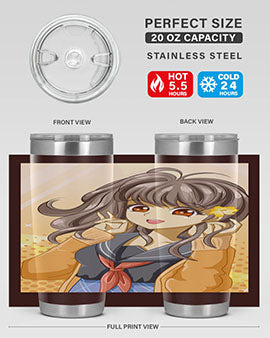 A vibrant anime tumbler featuring a beautiful and happy girl, perfect for school and everyday use, showcasing a stylish design.