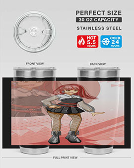 A stylish 20oz tumbler featuring a beautiful idol girl design, made of stainless steel with a drink-thru lid.