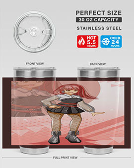 A stylish 20oz tumbler featuring a beautiful idol girl design, made of stainless steel with a drink-thru lid.