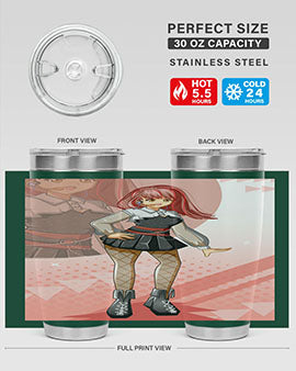 A stylish 20oz tumbler featuring a beautiful idol girl design, made of stainless steel with a drink-thru lid.