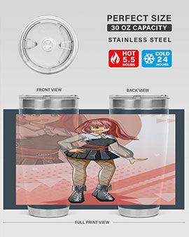 A stylish 20oz tumbler featuring a beautiful idol girl design, made of stainless steel with a drink-thru lid.