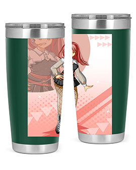 A stylish 20oz tumbler featuring a beautiful idol girl design, made of stainless steel with a drink-thru lid.