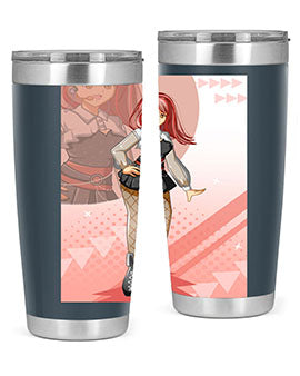 A stylish 20oz tumbler featuring a beautiful idol girl design, made of stainless steel with a drink-thru lid.