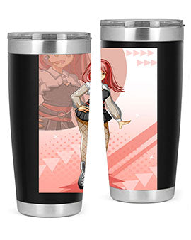 A stylish 20oz tumbler featuring a beautiful idol girl design, made of stainless steel with a drink-thru lid.