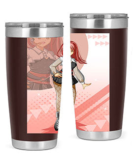 A stylish 20oz tumbler featuring a beautiful idol girl design, made of stainless steel with a drink-thru lid.