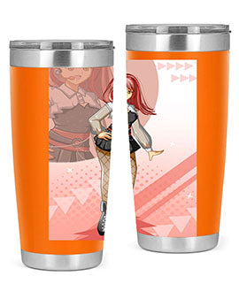 A stylish 20oz tumbler featuring a beautiful idol girl design, made of stainless steel with a drink-thru lid.