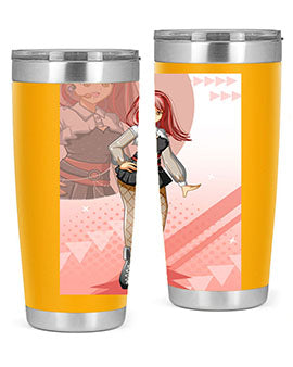 A stylish 20oz tumbler featuring a beautiful idol girl design, made of stainless steel with a drink-thru lid.