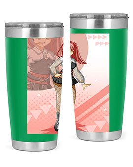 A stylish 20oz tumbler featuring a beautiful idol girl design, made of stainless steel with a drink-thru lid.