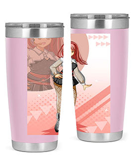 A stylish 20oz tumbler featuring a beautiful idol girl design, made of stainless steel with a drink-thru lid.