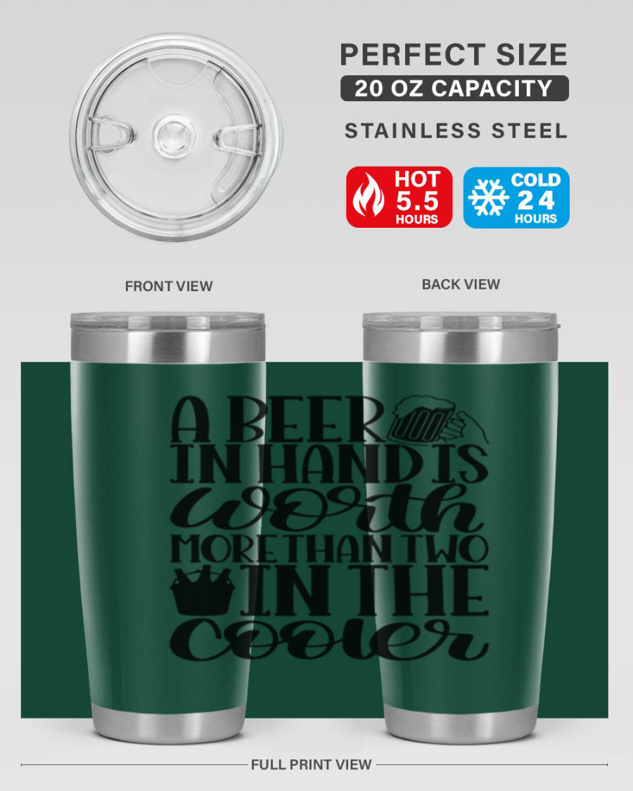 A stylish 20oz and 30oz stainless steel tumbler with a drink-thru lid, designed for keeping beverages hot or cold.