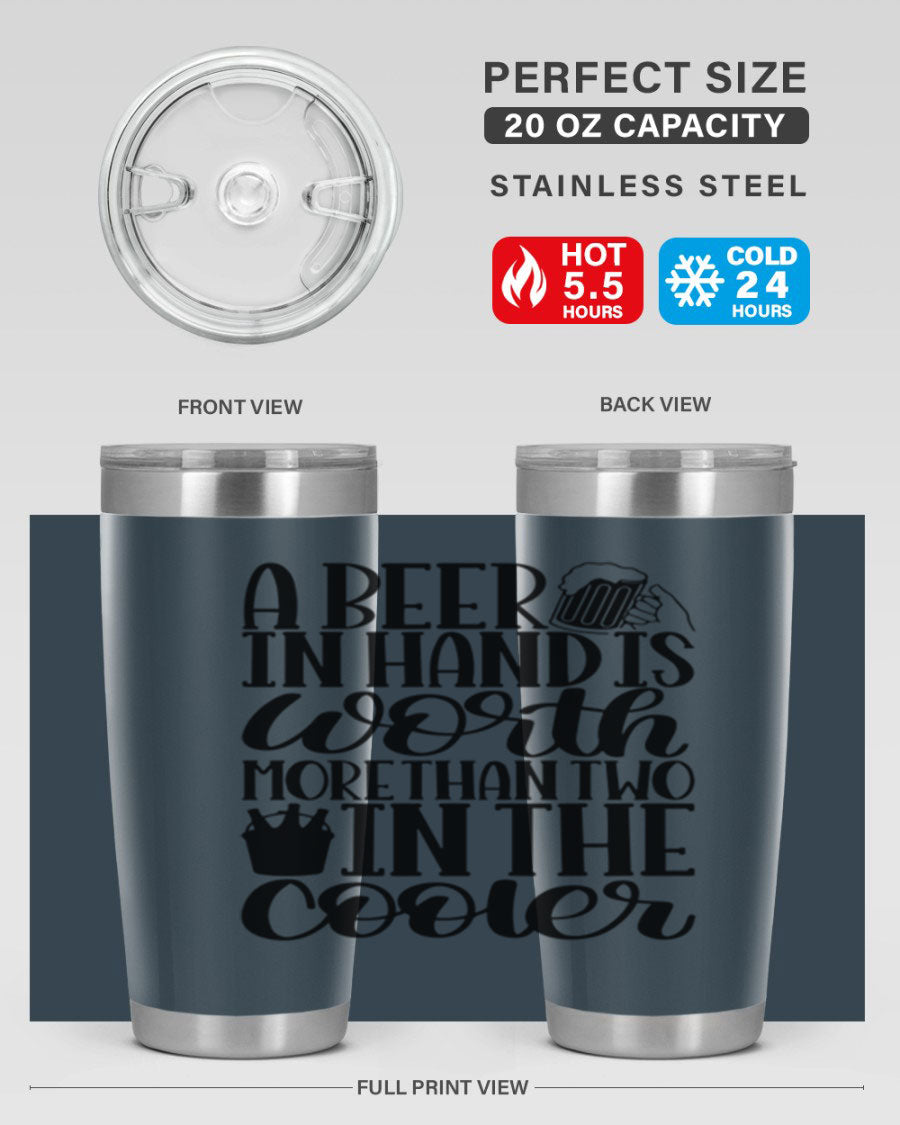 A stylish 20oz and 30oz stainless steel tumbler with a drink-thru lid, designed for keeping beverages hot or cold.