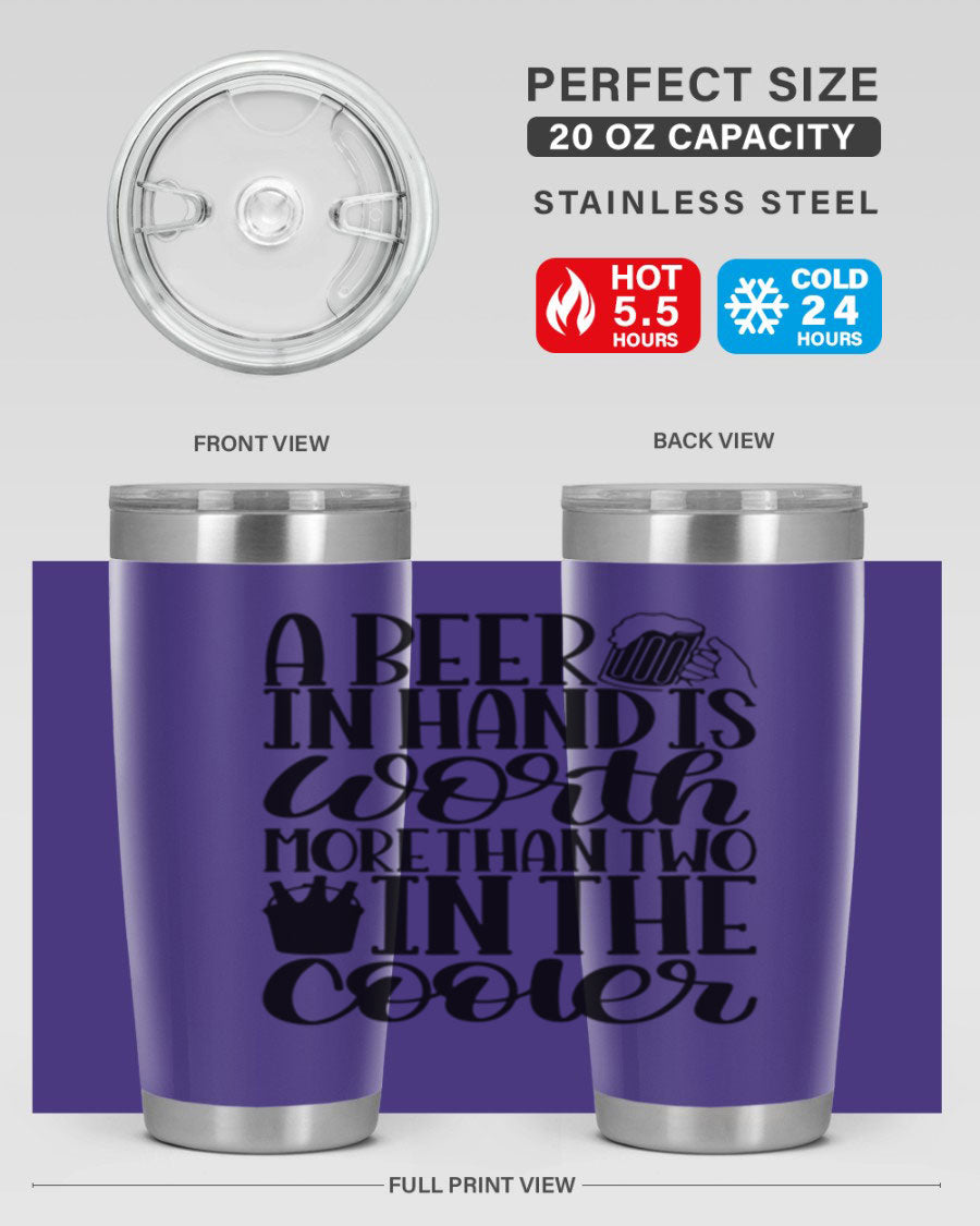 A stylish 20oz and 30oz stainless steel tumbler with a drink-thru lid, designed for keeping beverages hot or cold.