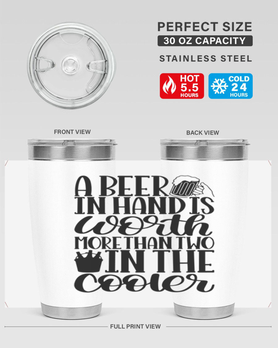 A stylish 20oz and 30oz stainless steel tumbler with a drink-thru lid, designed for keeping beverages hot or cold.