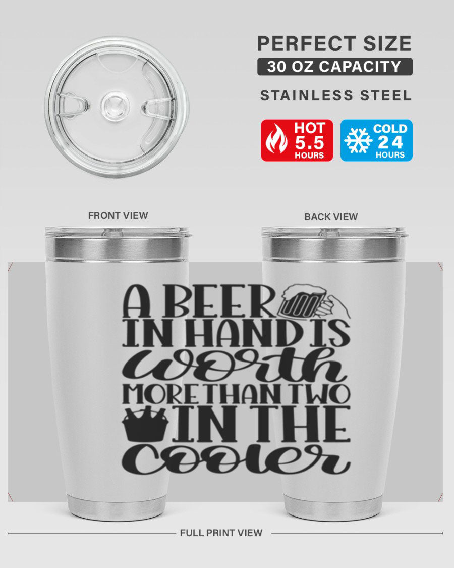 A stylish 20oz and 30oz stainless steel tumbler with a drink-thru lid, designed for keeping beverages hot or cold.