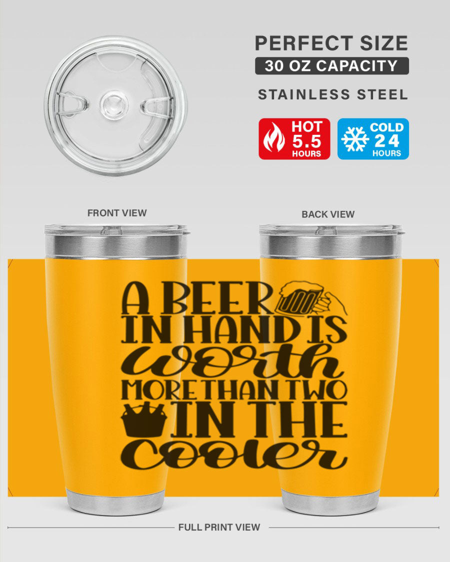 A stylish 20oz and 30oz stainless steel tumbler with a drink-thru lid, designed for keeping beverages hot or cold.