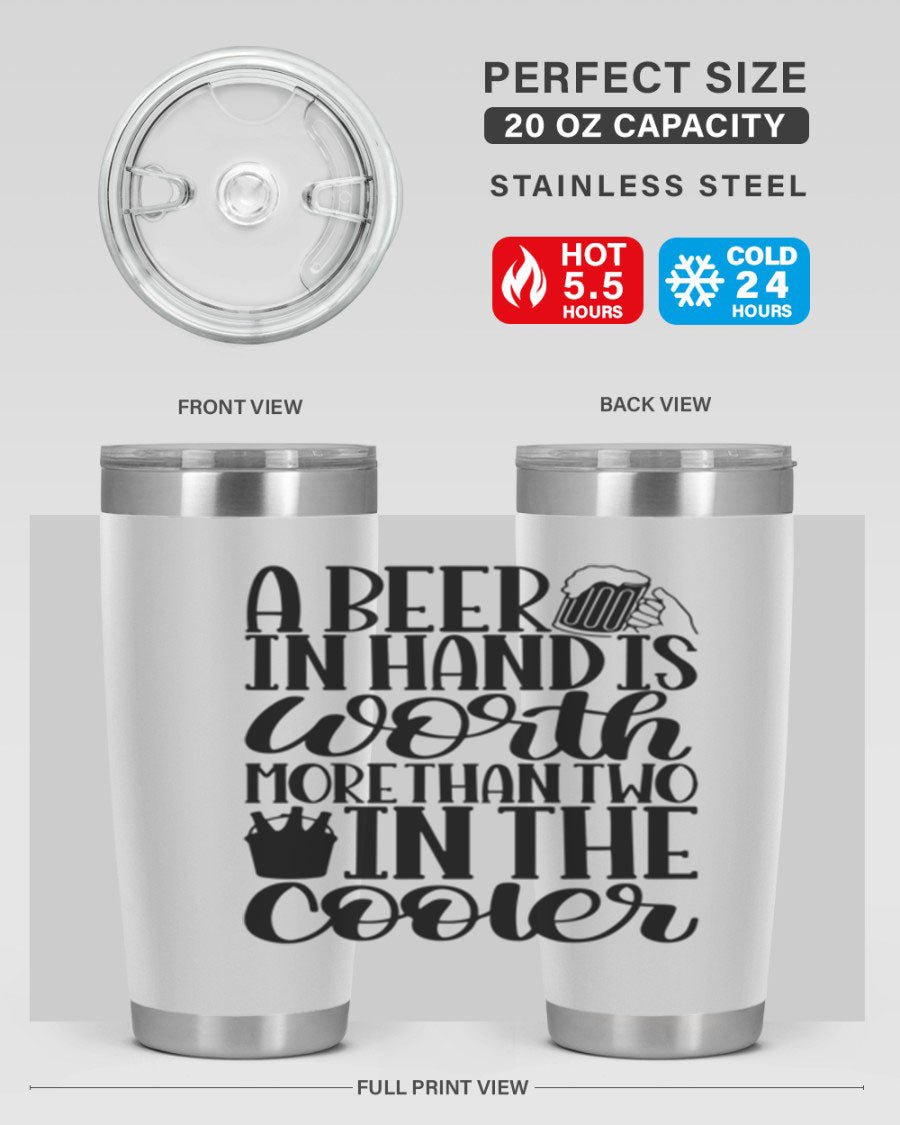 A stylish 20oz and 30oz stainless steel tumbler with a drink-thru lid, designed for keeping beverages hot or cold.
