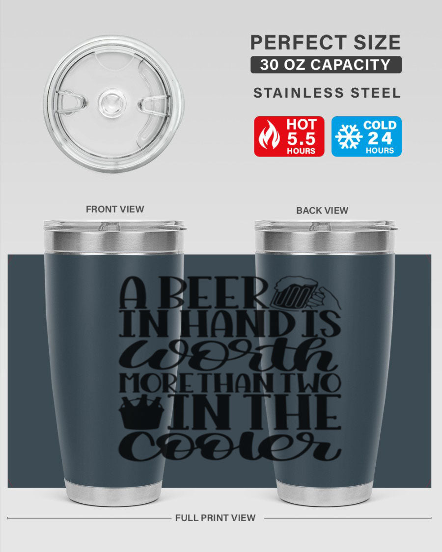 A stylish 20oz and 30oz stainless steel tumbler with a drink-thru lid, designed for keeping beverages hot or cold.