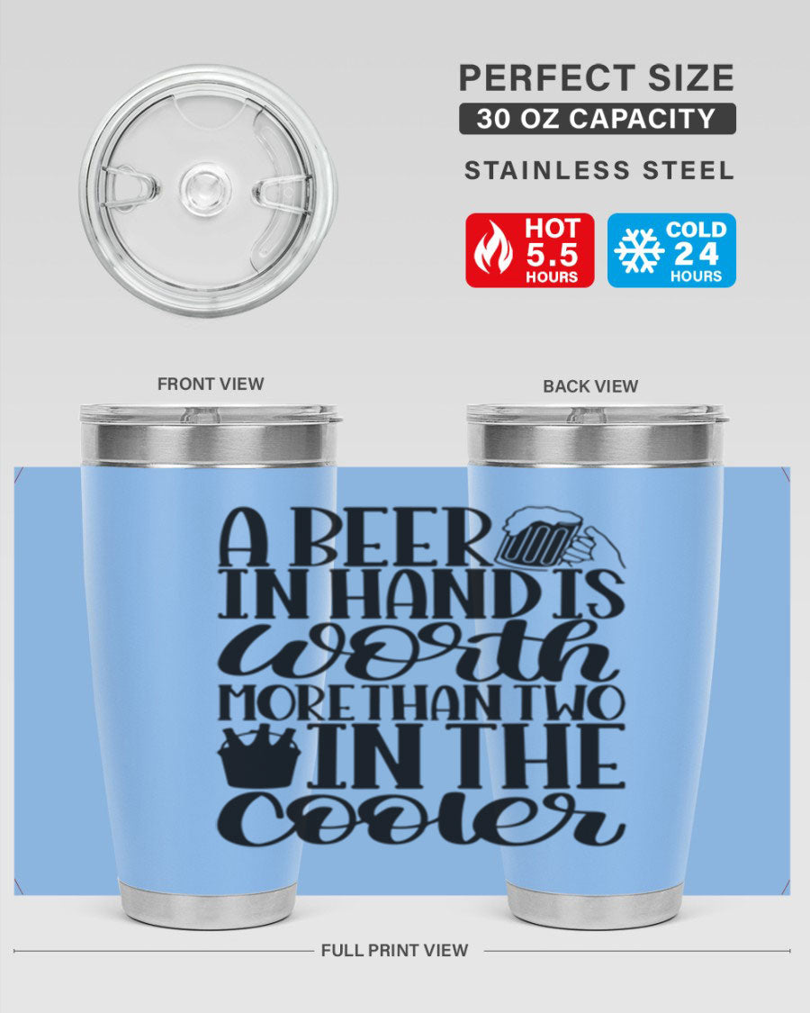 A stylish 20oz and 30oz stainless steel tumbler with a drink-thru lid, designed for keeping beverages hot or cold.