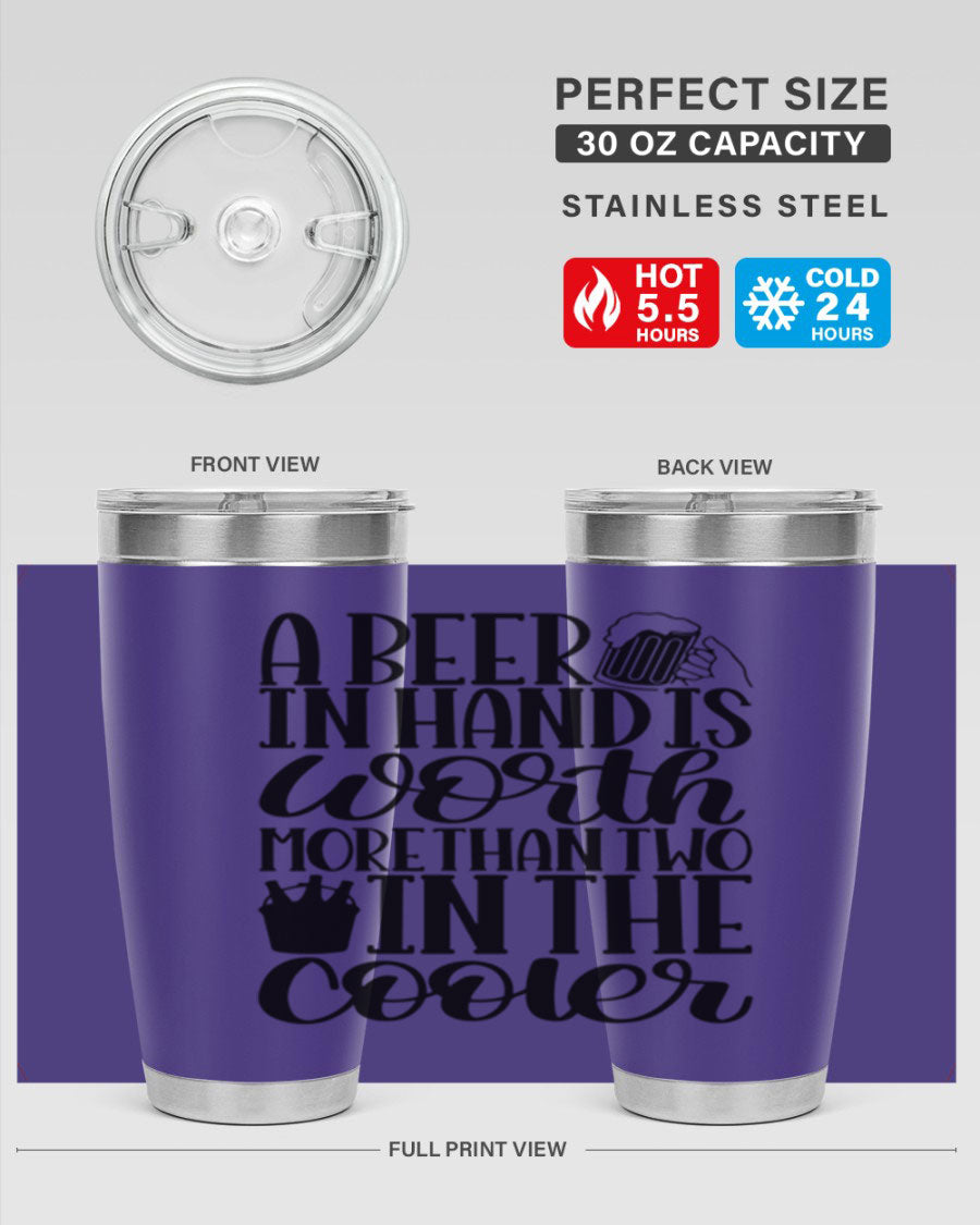 A stylish 20oz and 30oz stainless steel tumbler with a drink-thru lid, designed for keeping beverages hot or cold.