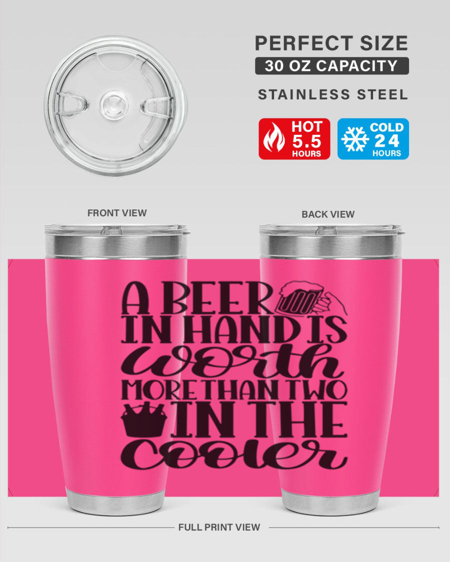 A stylish 20oz and 30oz stainless steel tumbler with a drink-thru lid, designed for keeping beverages hot or cold.