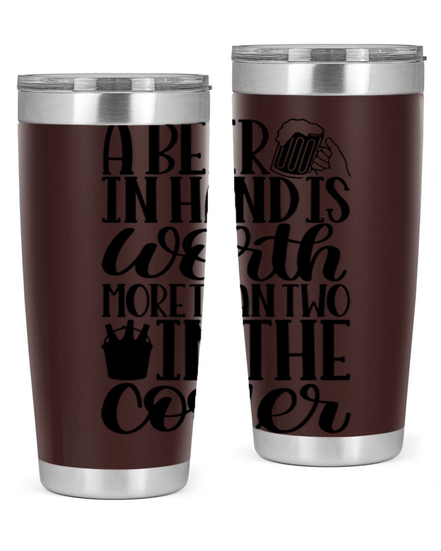 A stylish 20oz and 30oz stainless steel tumbler with a drink-thru lid, designed for keeping beverages hot or cold.