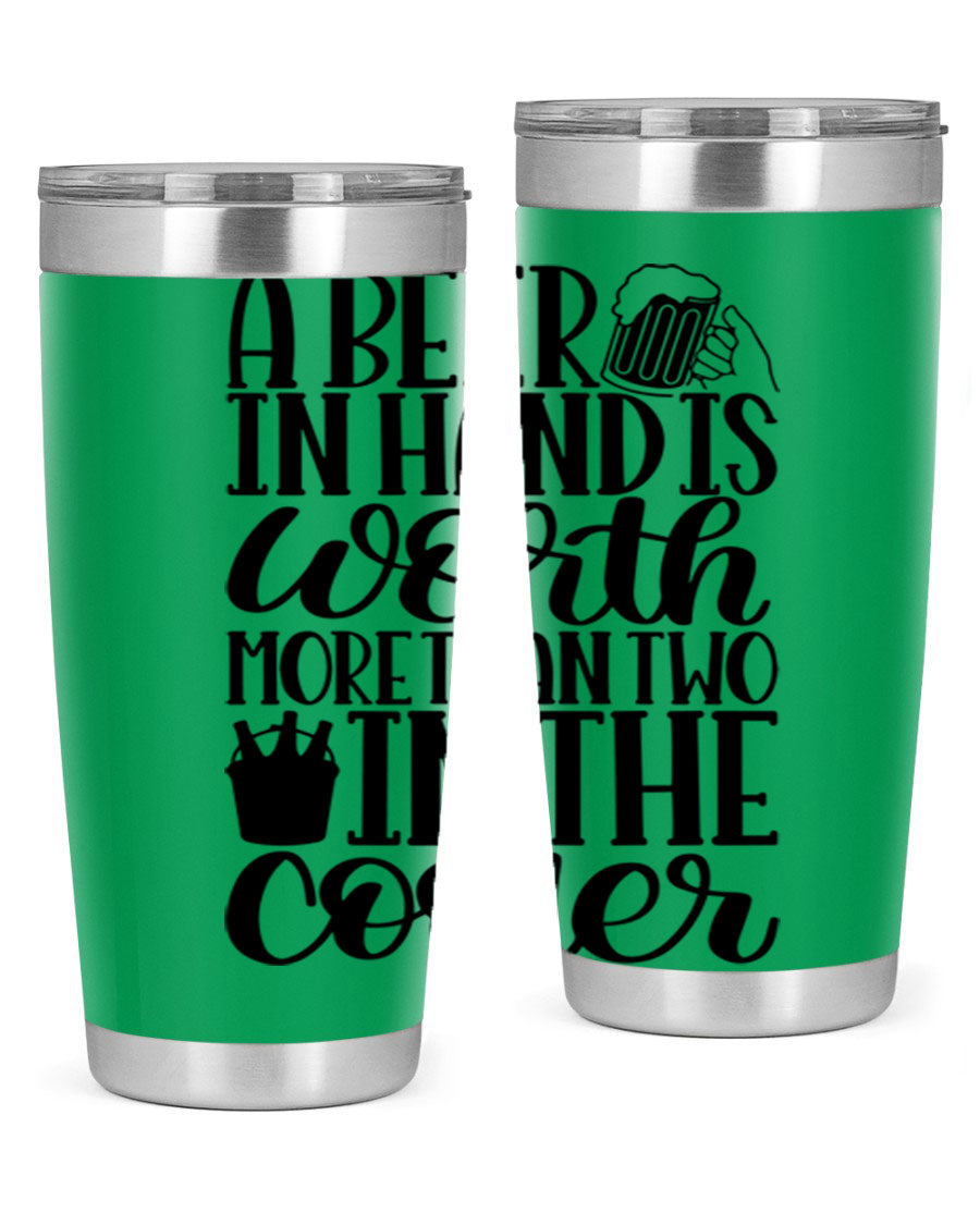 A stylish 20oz and 30oz stainless steel tumbler with a drink-thru lid, designed for keeping beverages hot or cold.