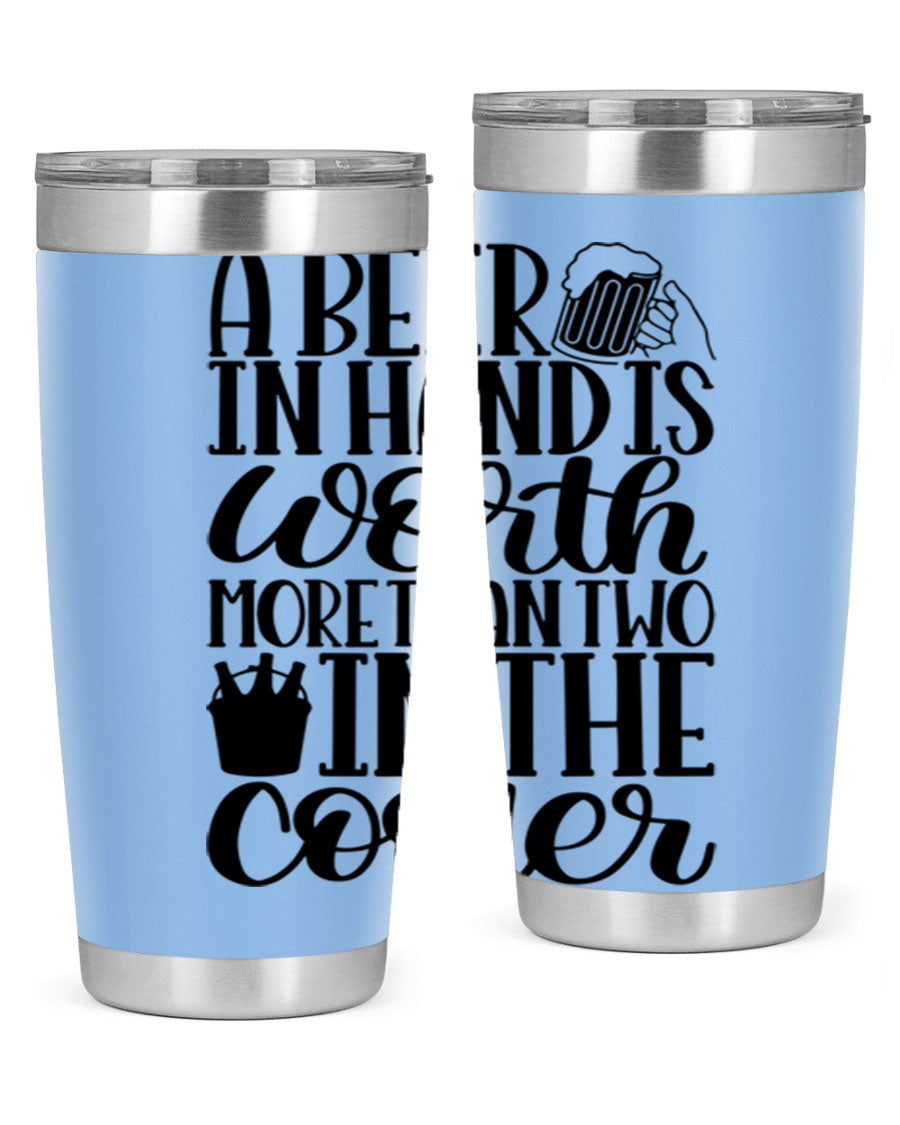 A stylish 20oz and 30oz stainless steel tumbler with a drink-thru lid, designed for keeping beverages hot or cold.