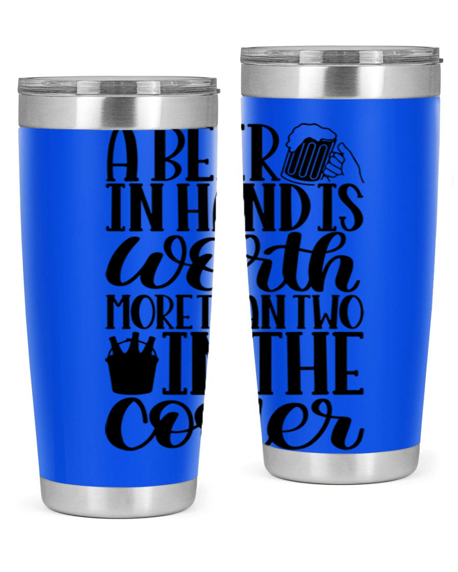 A stylish 20oz and 30oz stainless steel tumbler with a drink-thru lid, designed for keeping beverages hot or cold.
