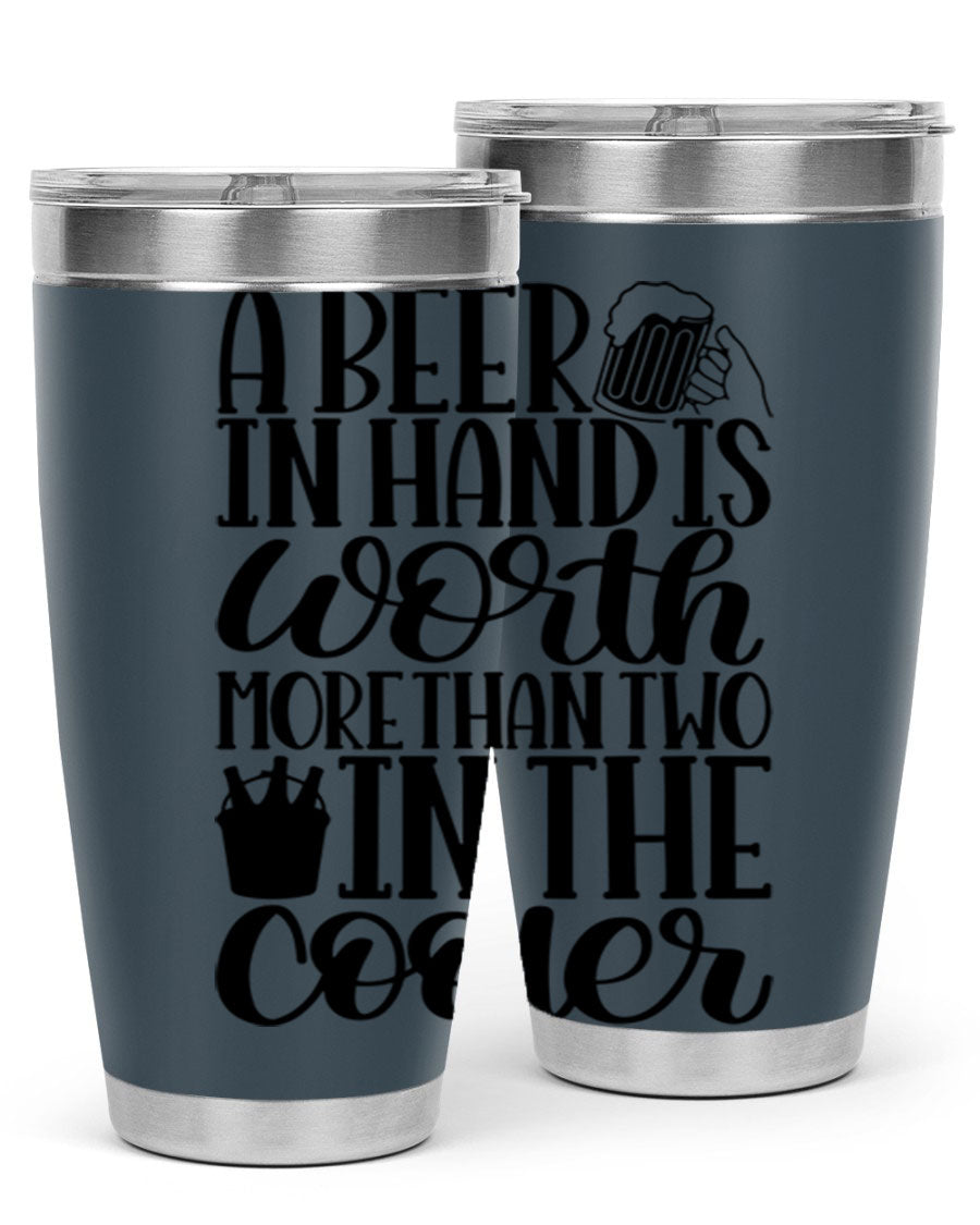 A stylish 20oz and 30oz stainless steel tumbler with a drink-thru lid, designed for keeping beverages hot or cold.