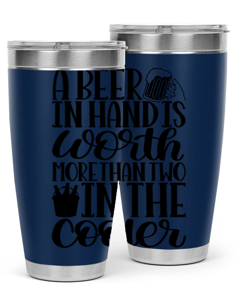 A stylish 20oz and 30oz stainless steel tumbler with a drink-thru lid, designed for keeping beverages hot or cold.
