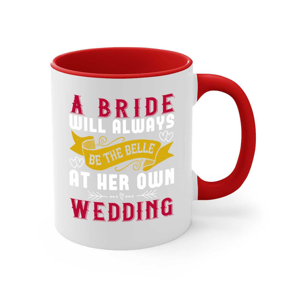 A stylish two-tone ceramic mug for brides, featuring a colored handle and glossy finish, perfect for wedding celebrations.