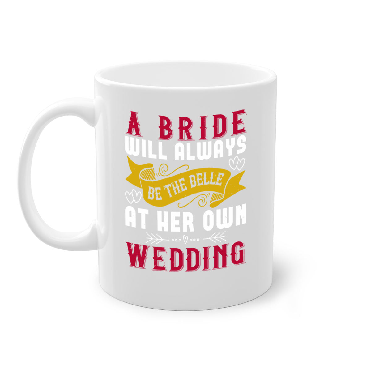 A stylish two-tone ceramic mug for brides, featuring a colored handle and glossy finish, perfect for wedding celebrations.