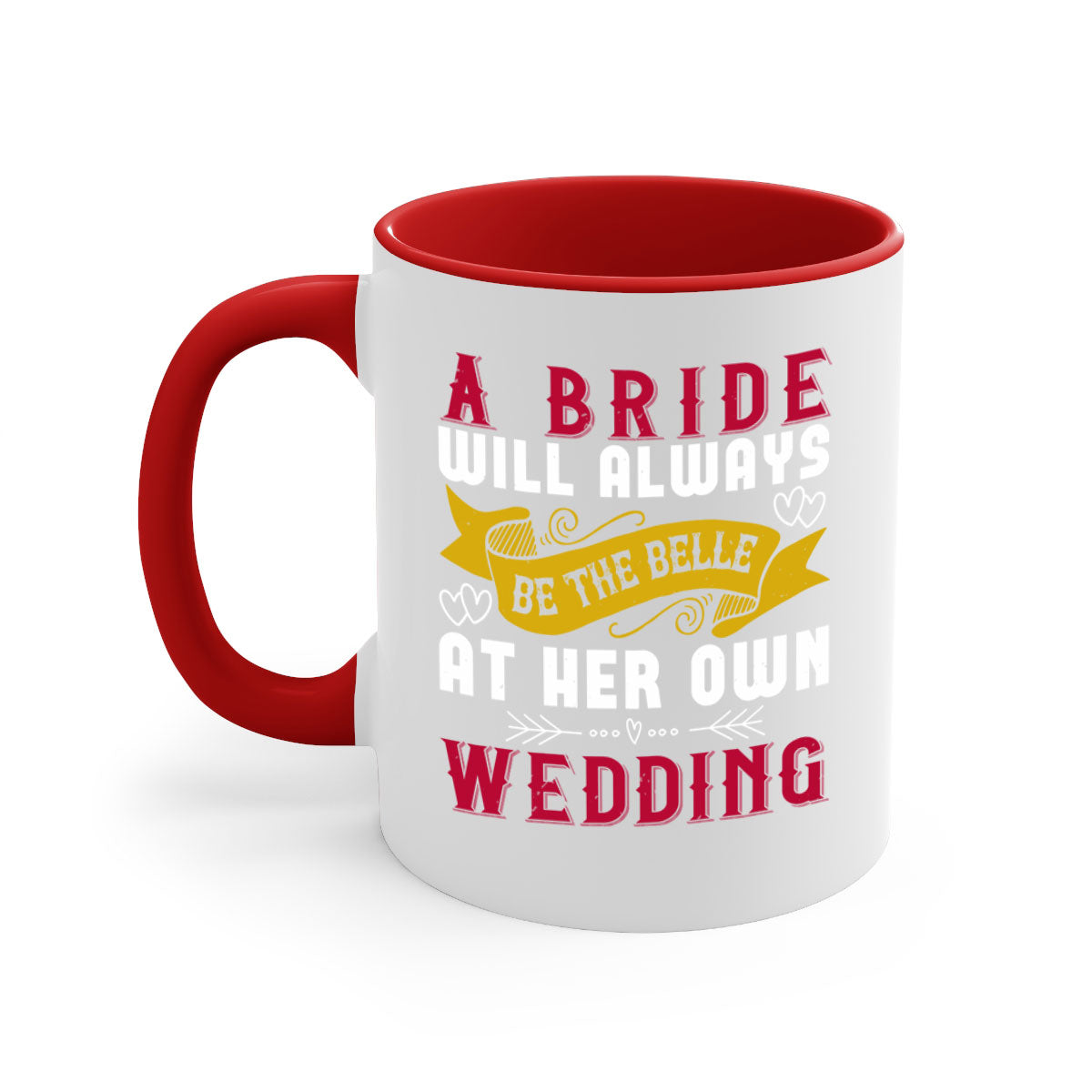 A stylish two-tone ceramic mug for brides, featuring a colored handle and glossy finish, perfect for wedding celebrations.