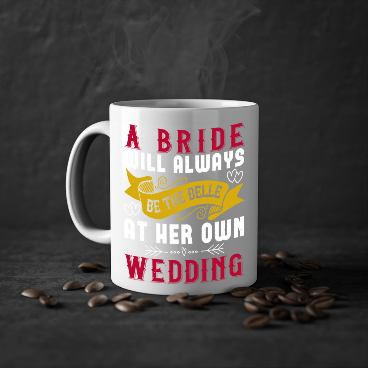 A stylish two-tone ceramic mug for brides, featuring a colored handle and glossy finish, perfect for wedding celebrations.