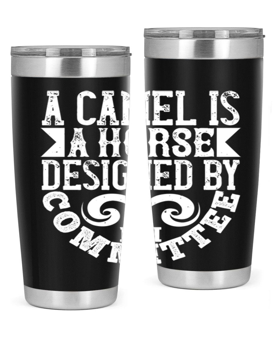 A stylish 20oz stainless steel tumbler with a unique design, featuring a press-in lid and double wall vacuum insulation for hot and cold beverages.