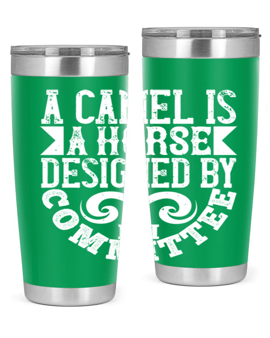 A stylish 20oz stainless steel tumbler with a unique design, featuring a press-in lid and double wall vacuum insulation for hot and cold beverages.