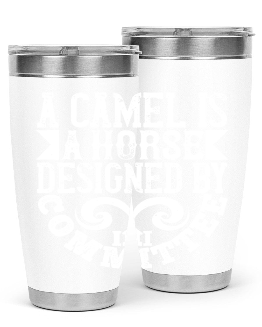 A stylish 20oz stainless steel tumbler with a unique design, featuring a press-in lid and double wall vacuum insulation for hot and cold beverages.