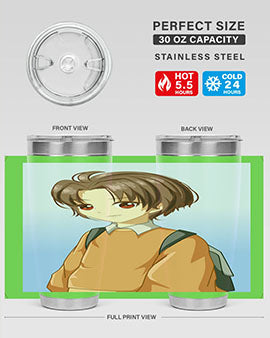A Cold Boy 143# Anime Tumbler featuring double wall vacuum stainless steel design with vibrant anime graphics.